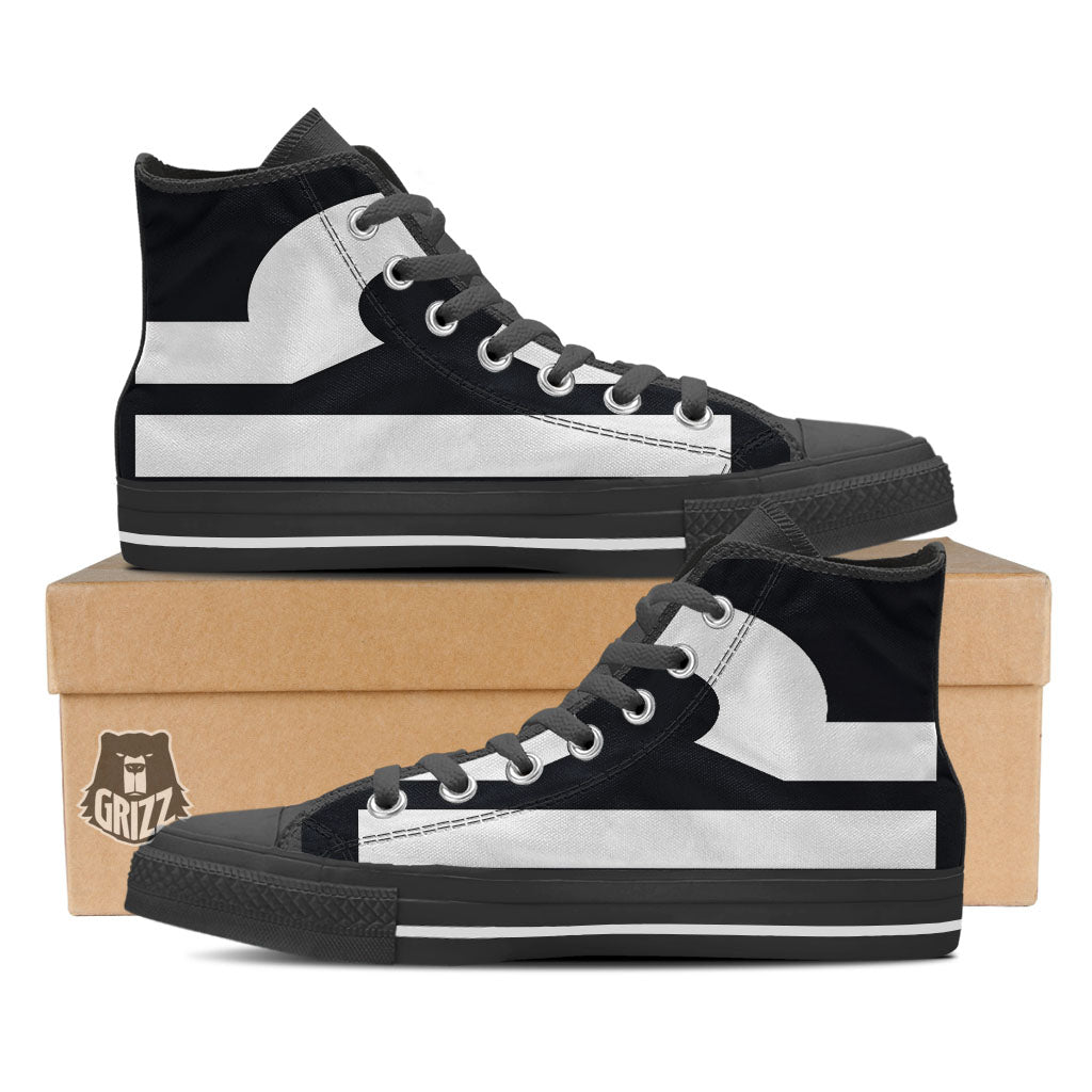 Libra Sign White And Black Print Black High Top Shoes-grizzshop