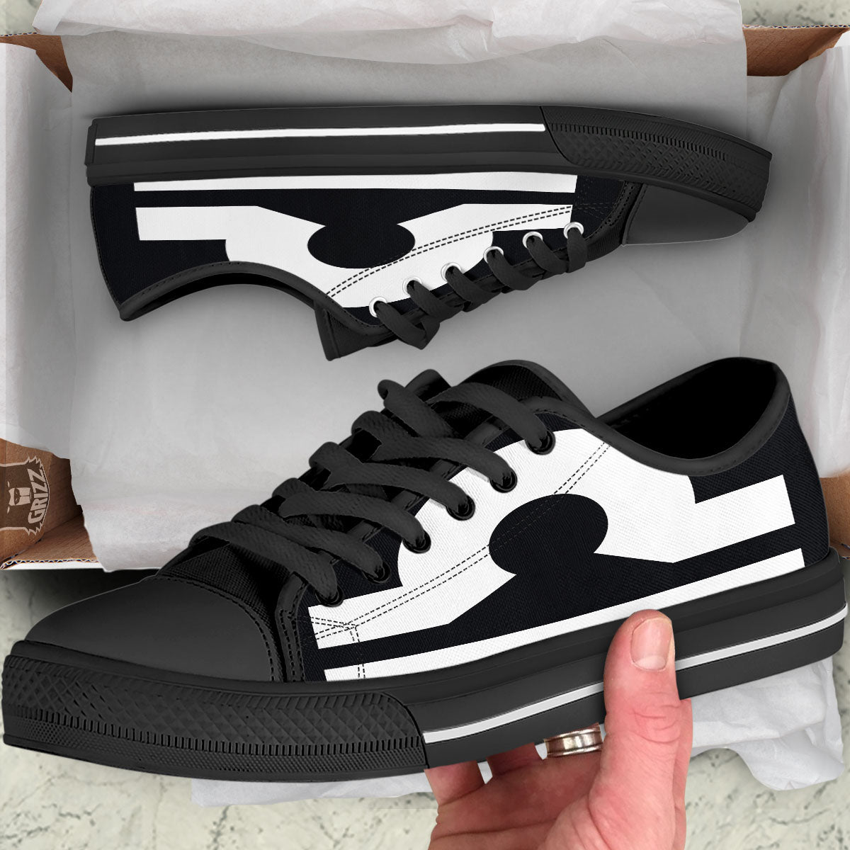 Libra Sign White And Black Print Black Low Top Shoes-grizzshop