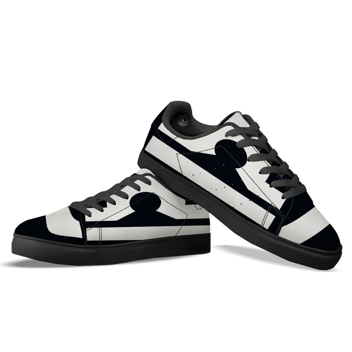 Libra Sign White And Black Print Black Low Top Sneakers-grizzshop
