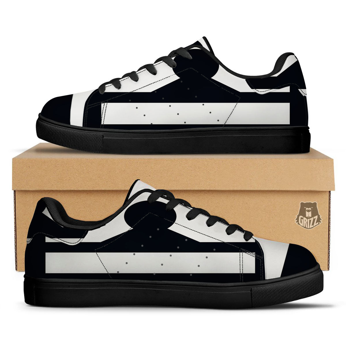 Libra Sign White And Black Print Black Low Top Sneakers-grizzshop