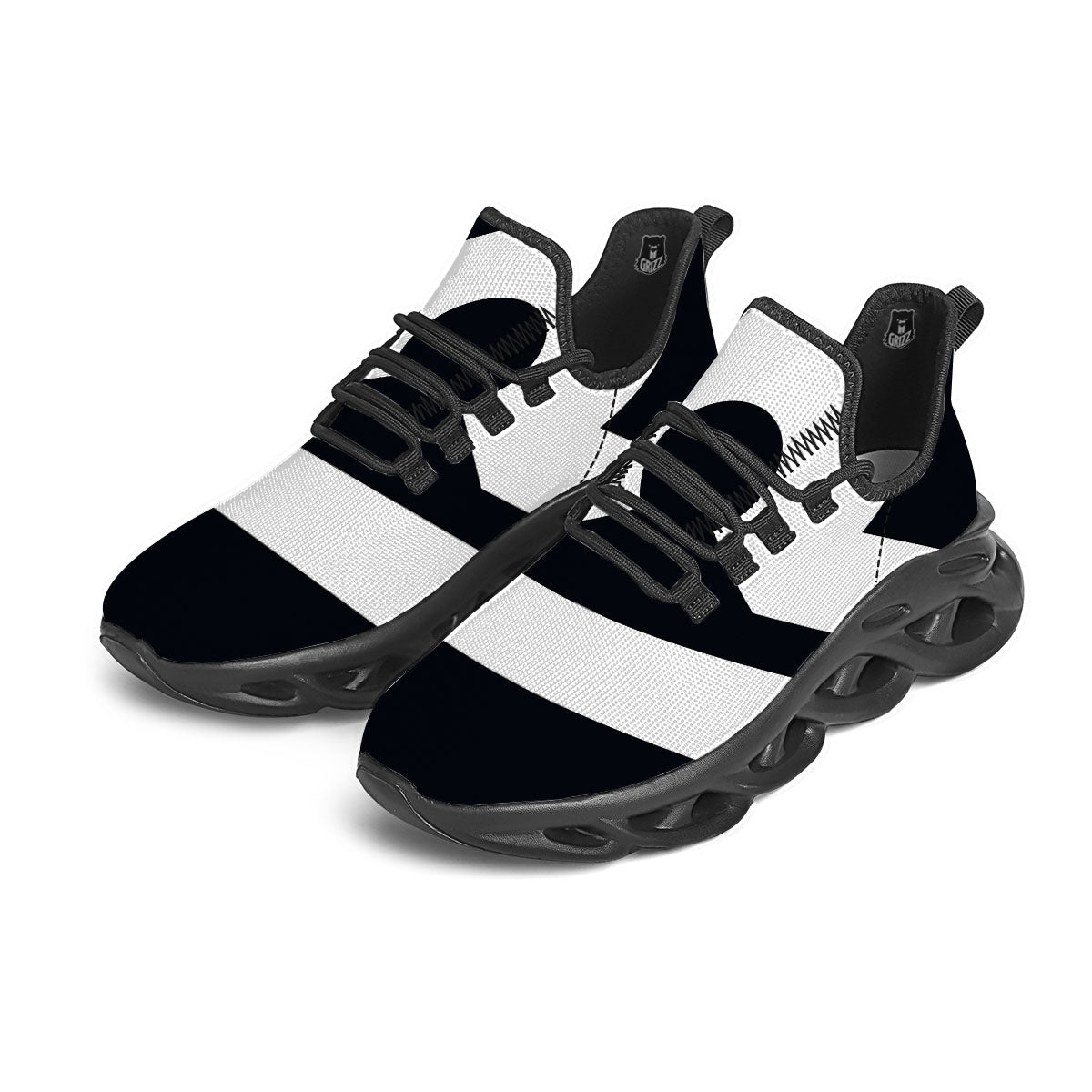 Libra Sign White And Black Print Black Running Shoes-grizzshop