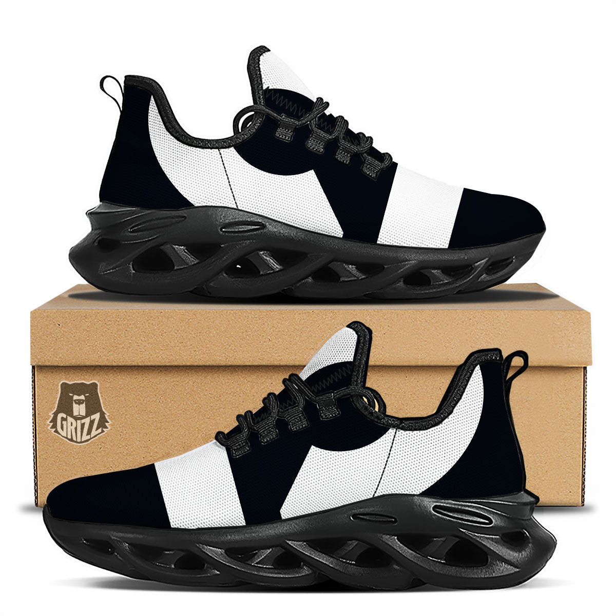 Libra Sign White And Black Print Black Running Shoes-grizzshop