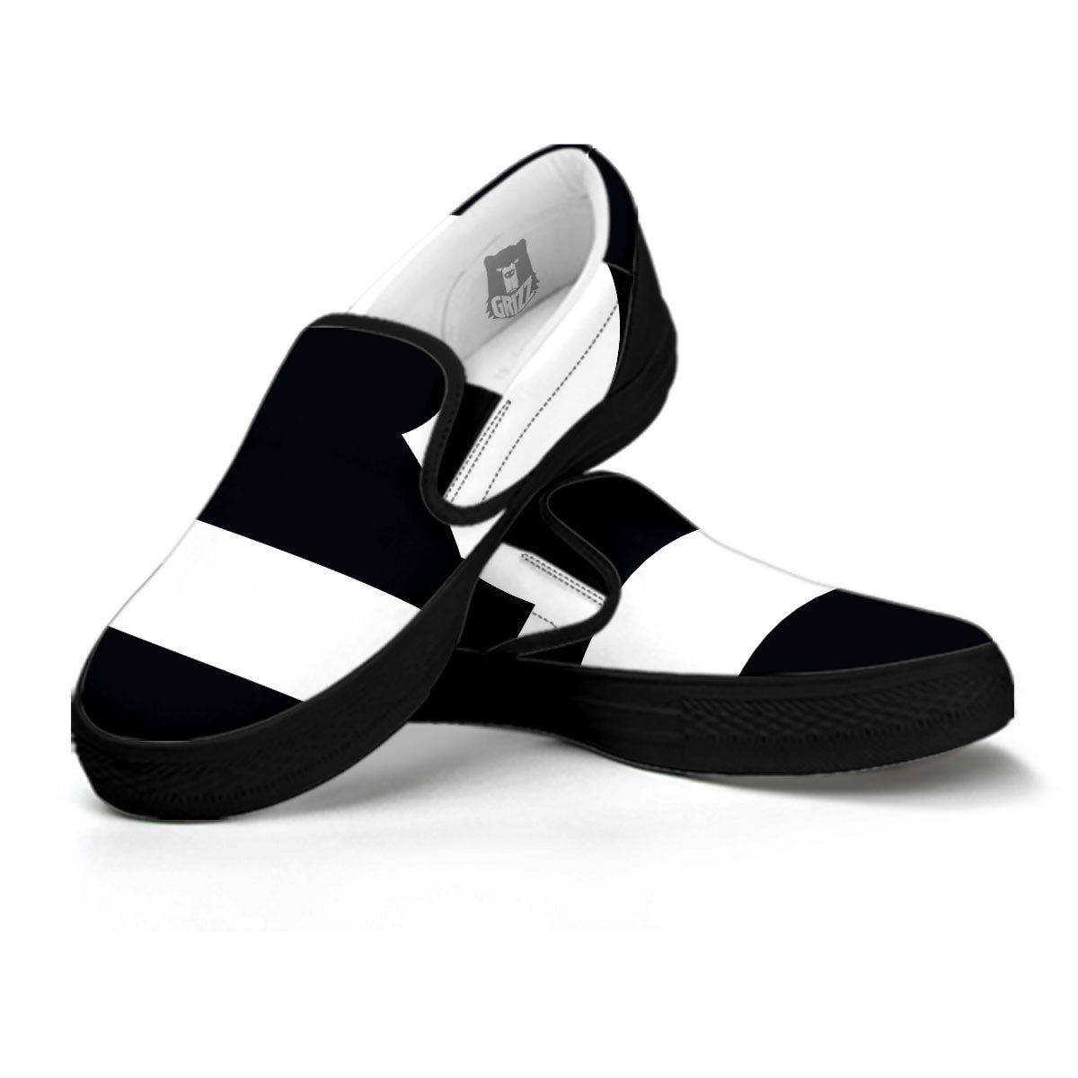 Libra Sign White And Black Print Black Slip On Shoes-grizzshop