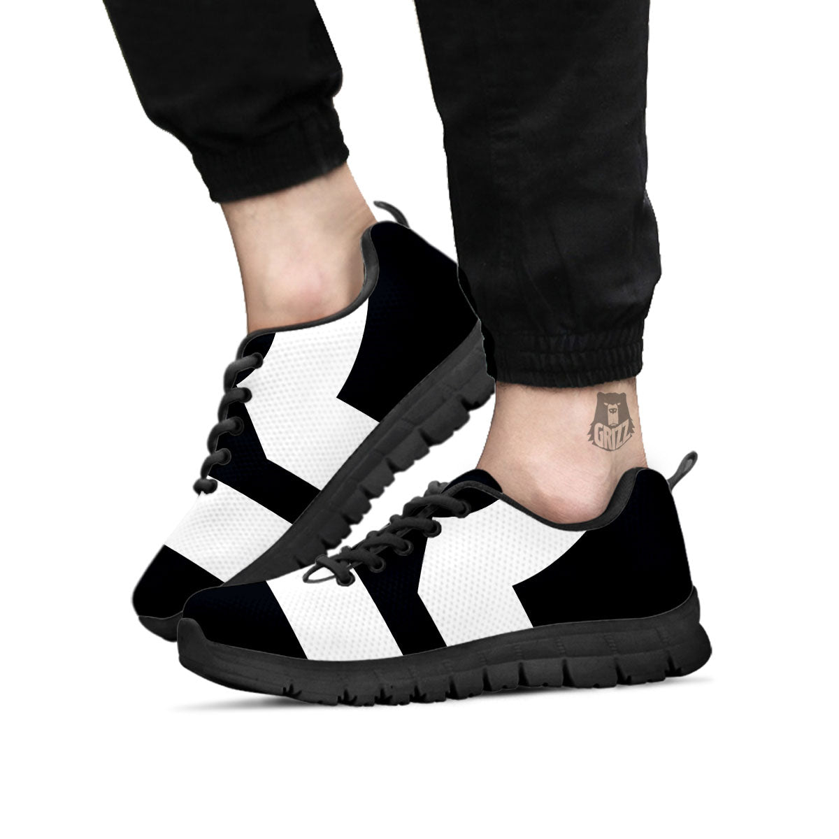 Libra Sign White And Black Print Black Sneaker-grizzshop