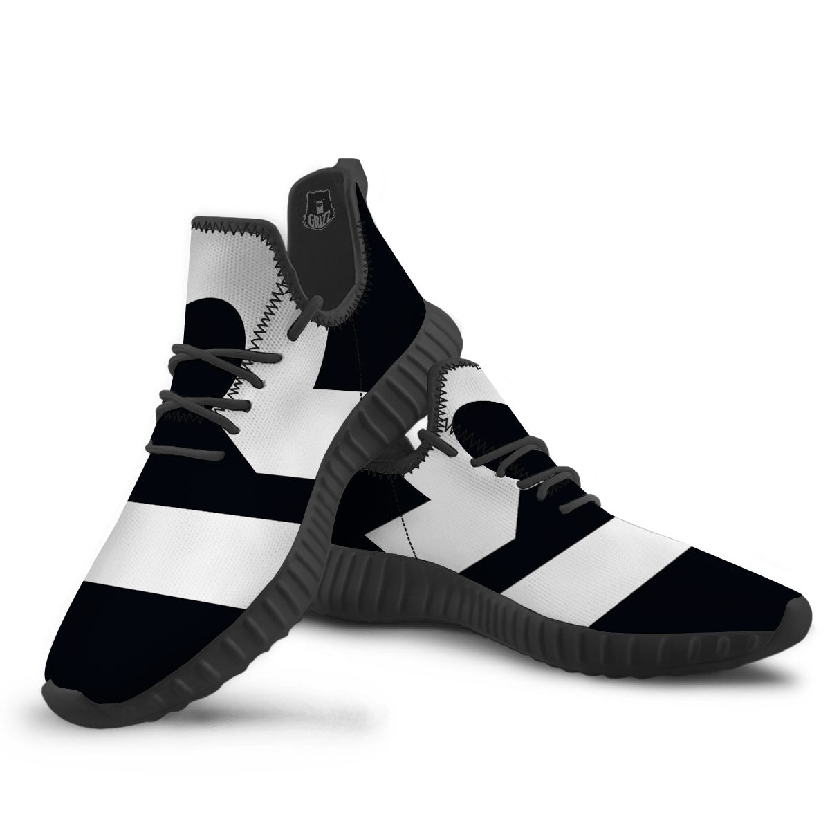 Libra Sign White And Black Print Black Walking Shoes-grizzshop