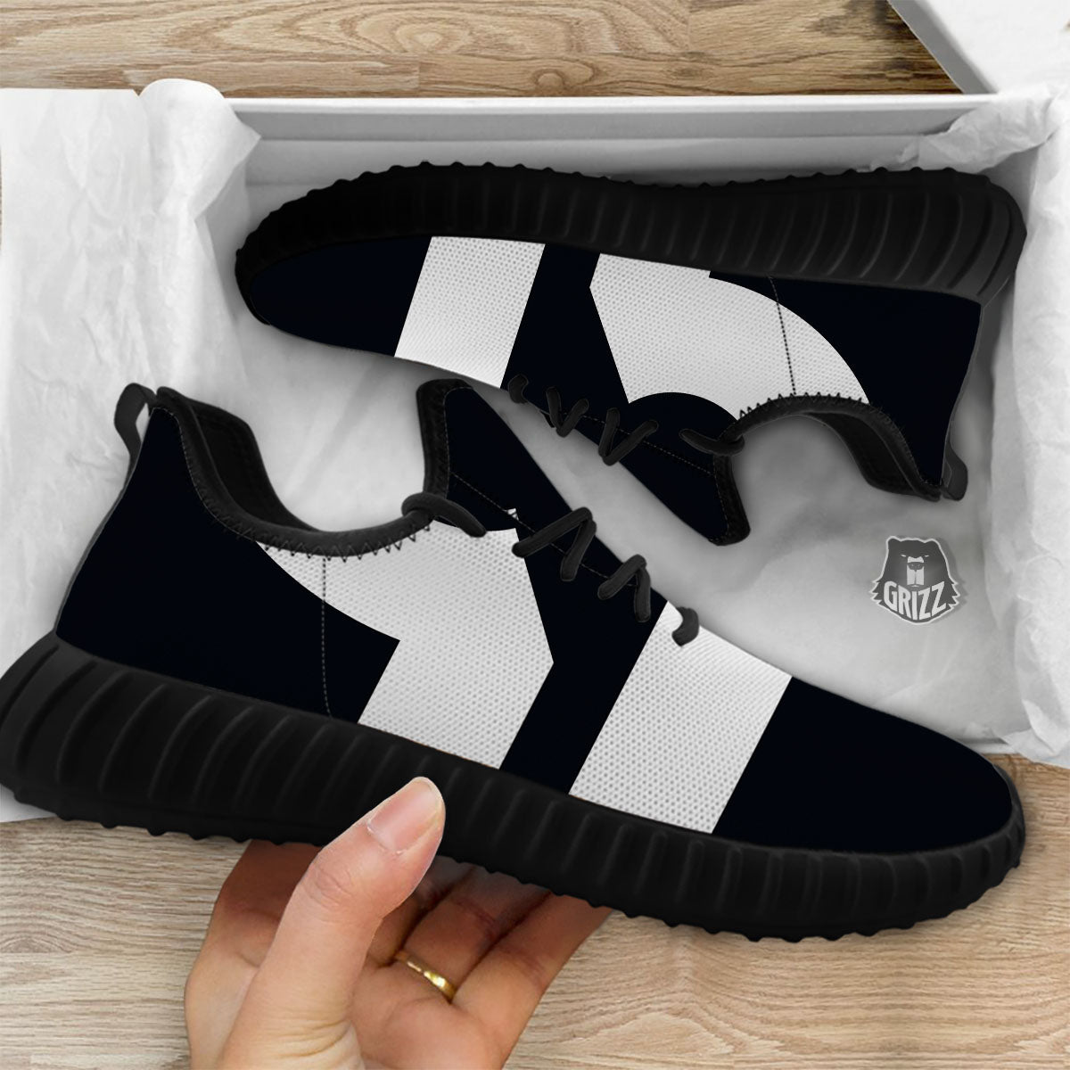 Libra Sign White And Black Print Black Walking Shoes-grizzshop