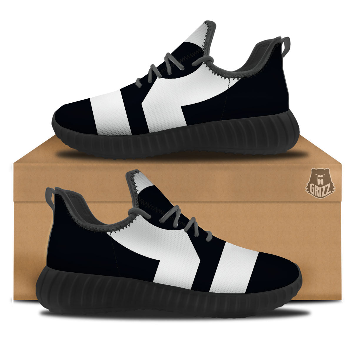 Libra Sign White And Black Print Black Walking Shoes-grizzshop