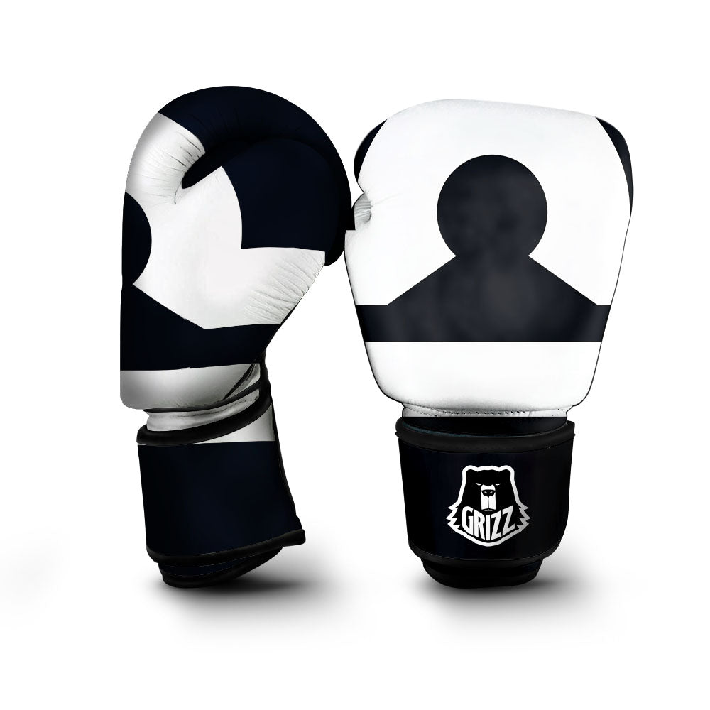 Libra Sign White And Black Print Boxing Gloves-grizzshop