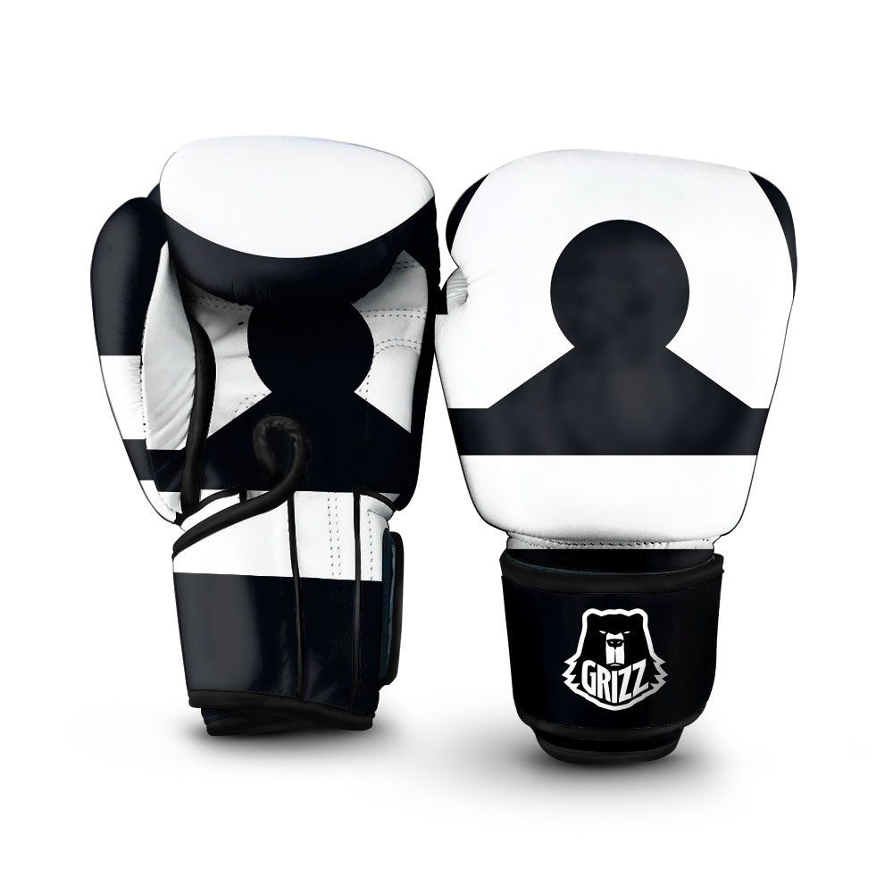 Libra Sign White And Black Print Boxing Gloves-grizzshop