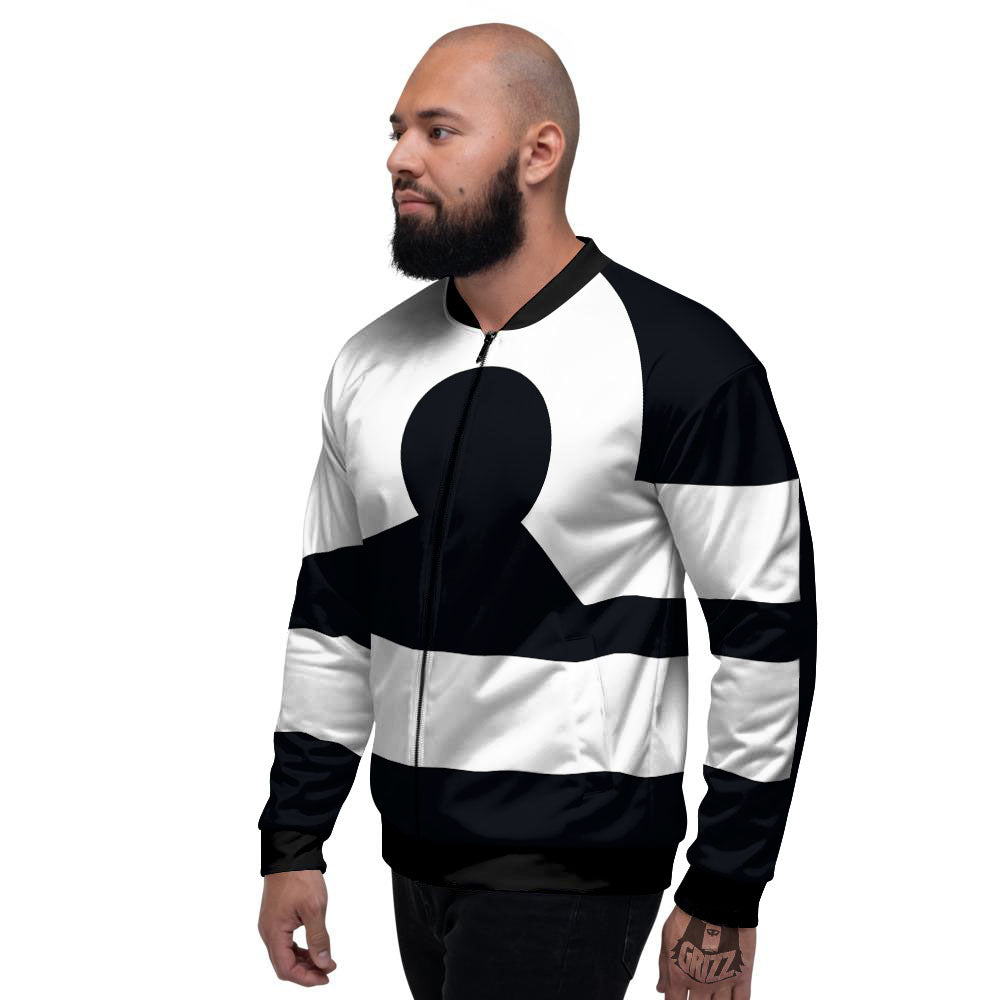 Libra Sign White And Black Print Men's Bomber Jacket-grizzshop