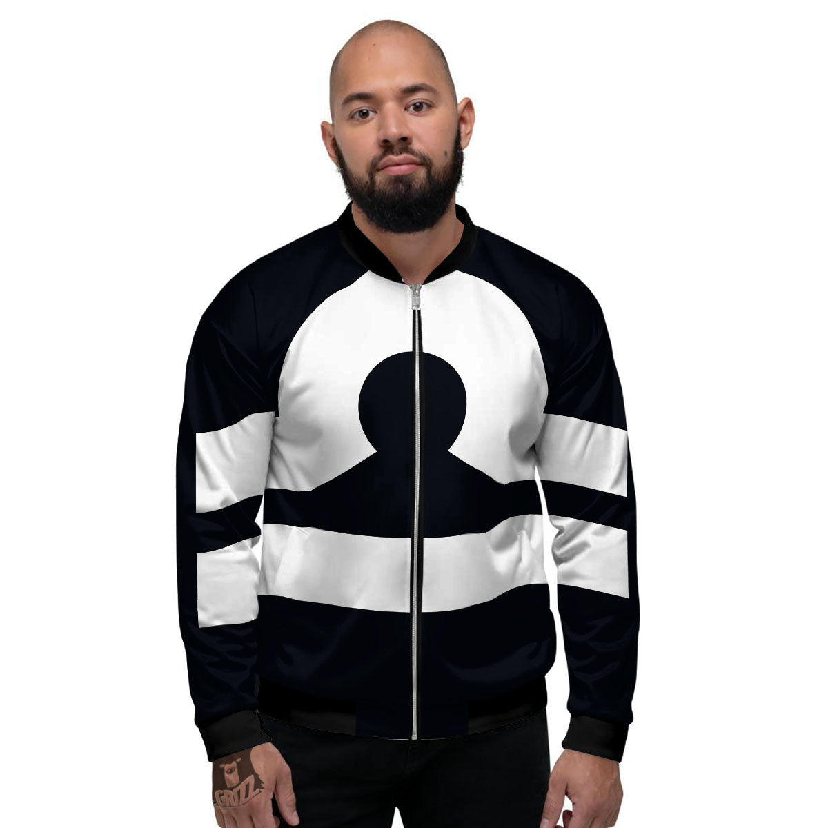 Libra Sign White And Black Print Men's Bomber Jacket-grizzshop