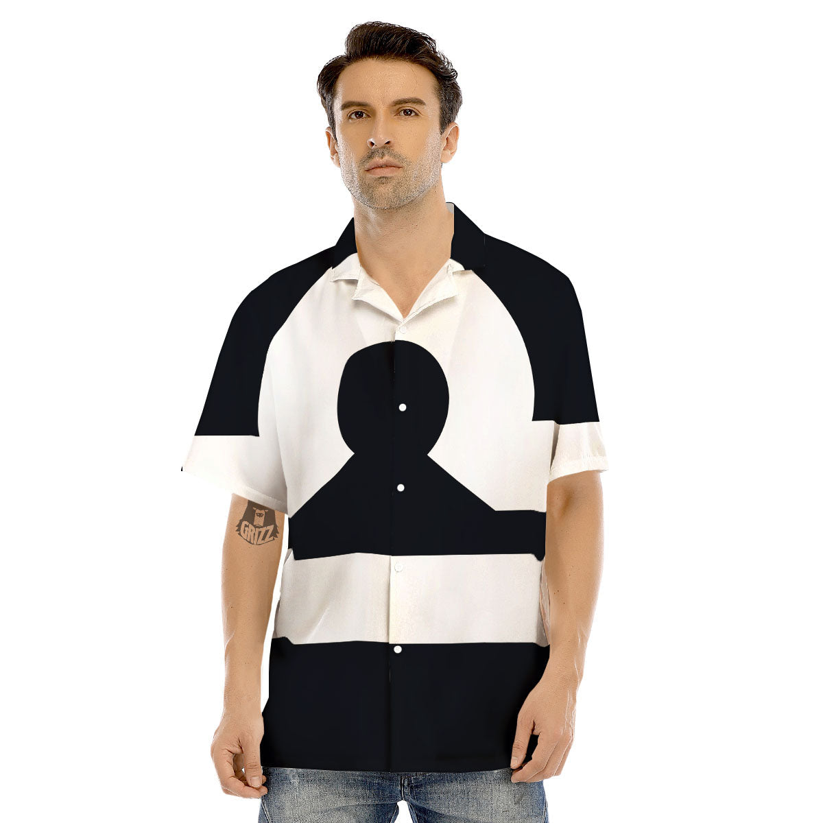 Libra Sign White And Black Print Men's Hawaiian Shirt-grizzshop
