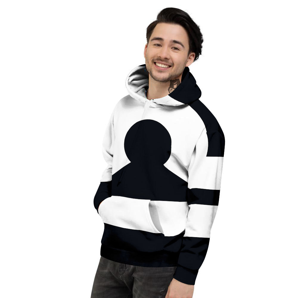 Libra Sign White And Black Print Men's Hoodie-grizzshop