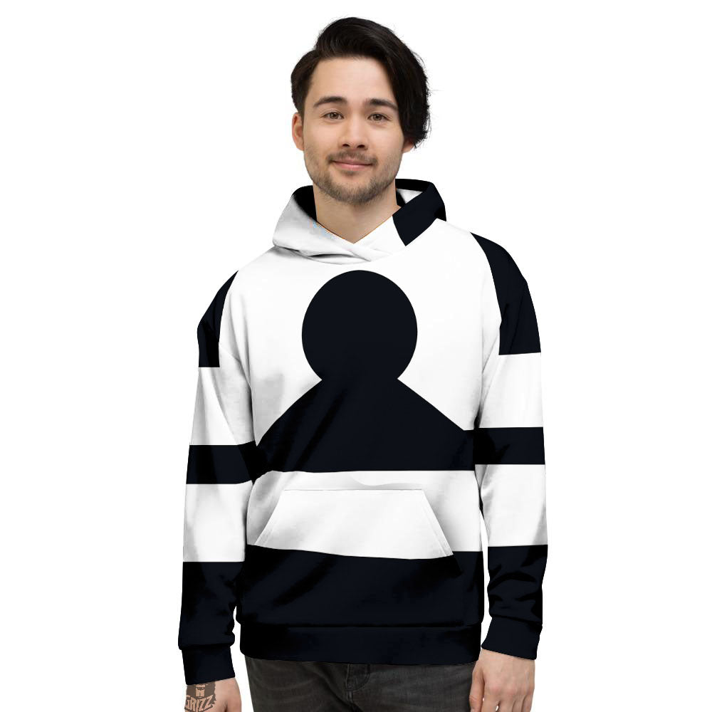 Libra Sign White And Black Print Men's Hoodie-grizzshop