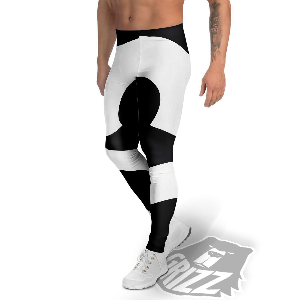 Libra Sign White And Black Print Men's Leggings-grizzshop