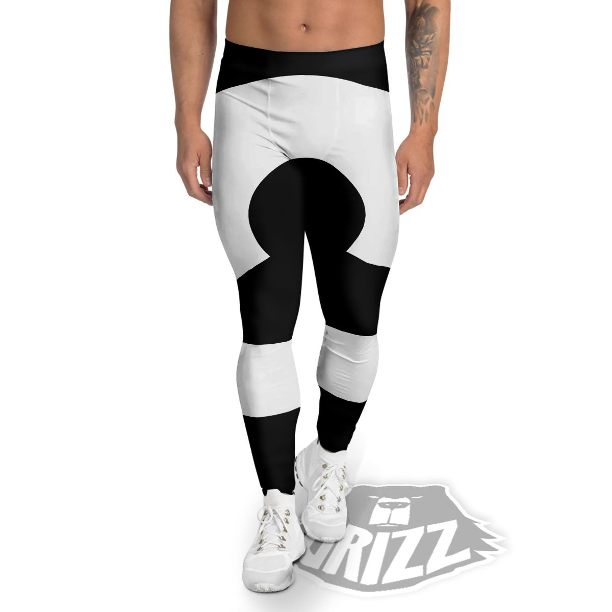 Libra Sign White And Black Print Men's Leggings-grizzshop