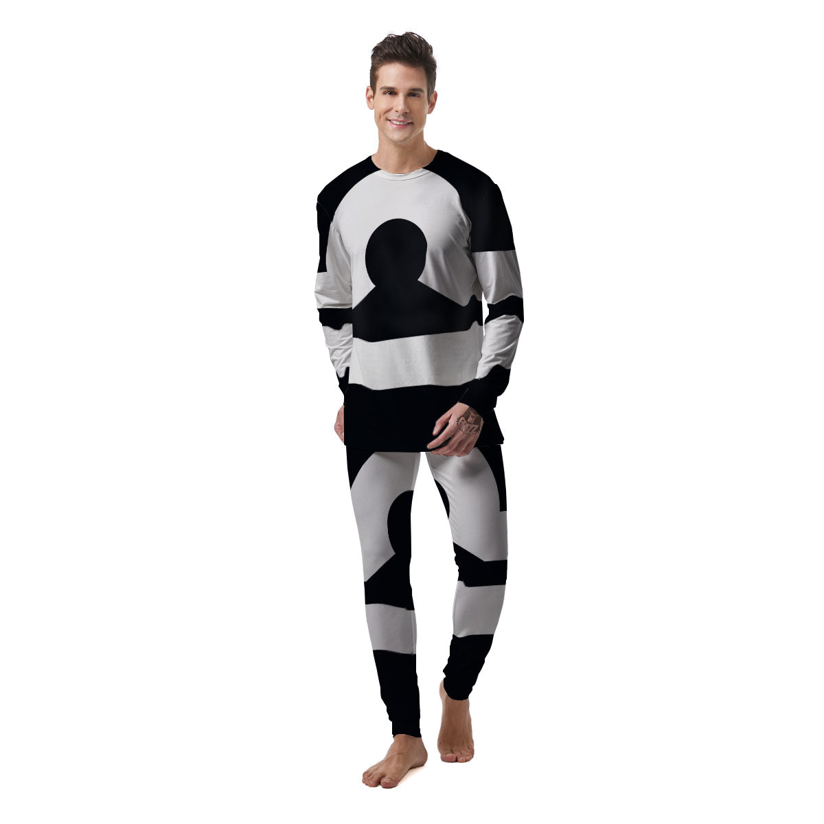 Libra Sign White And Black Print Men's Pajamas-grizzshop