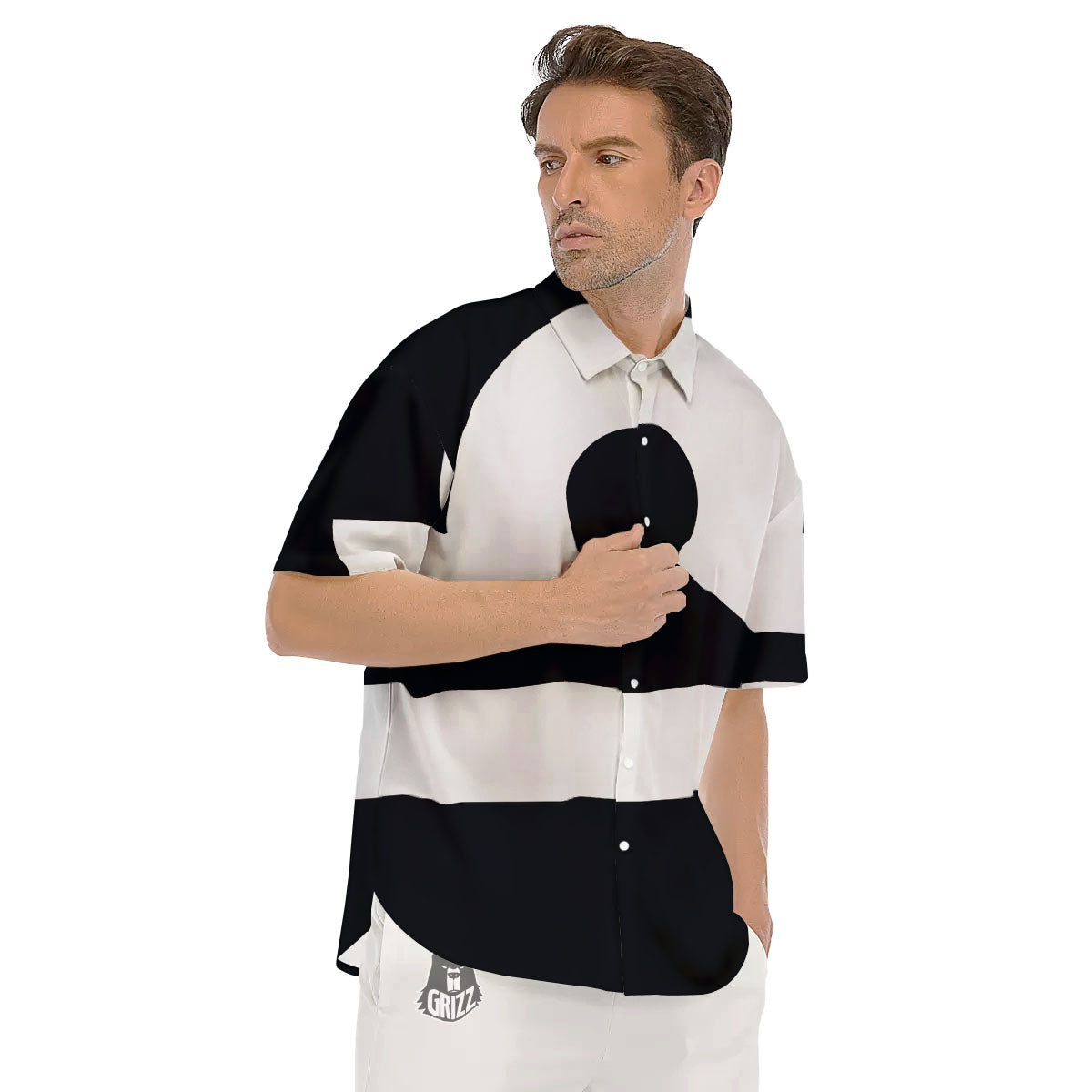 Libra Sign White And Black Print Men's Short Sleeve Shirts-grizzshop