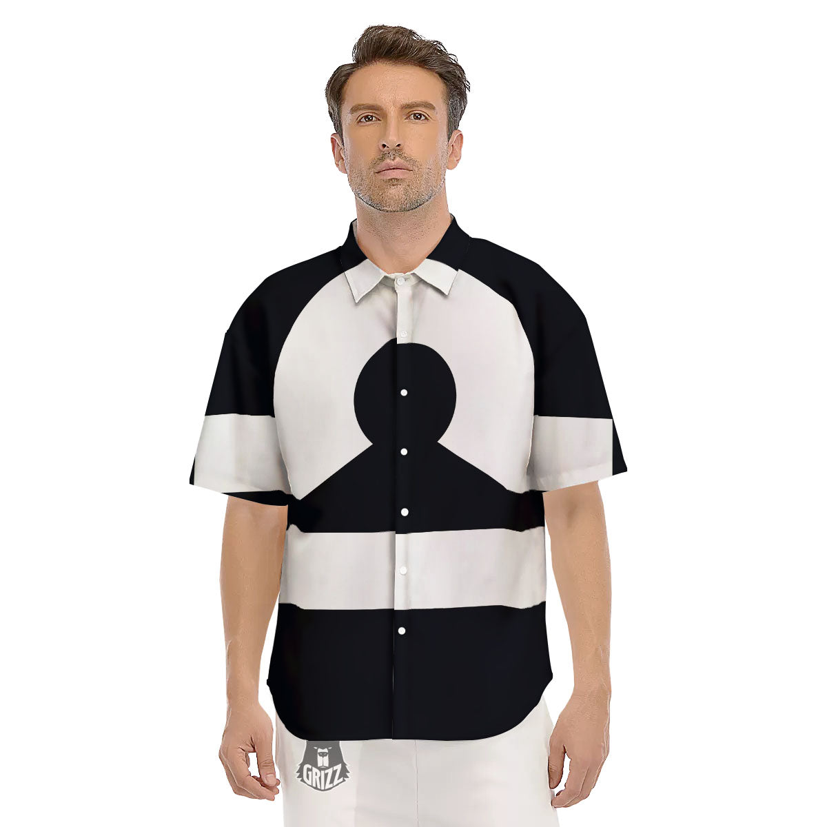 Libra Sign White And Black Print Men's Short Sleeve Shirts-grizzshop