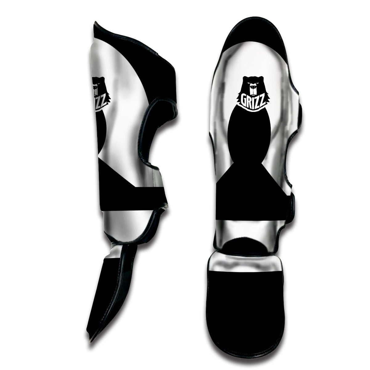 Libra Sign White And Black Print Muay Thai Shin Guards-grizzshop
