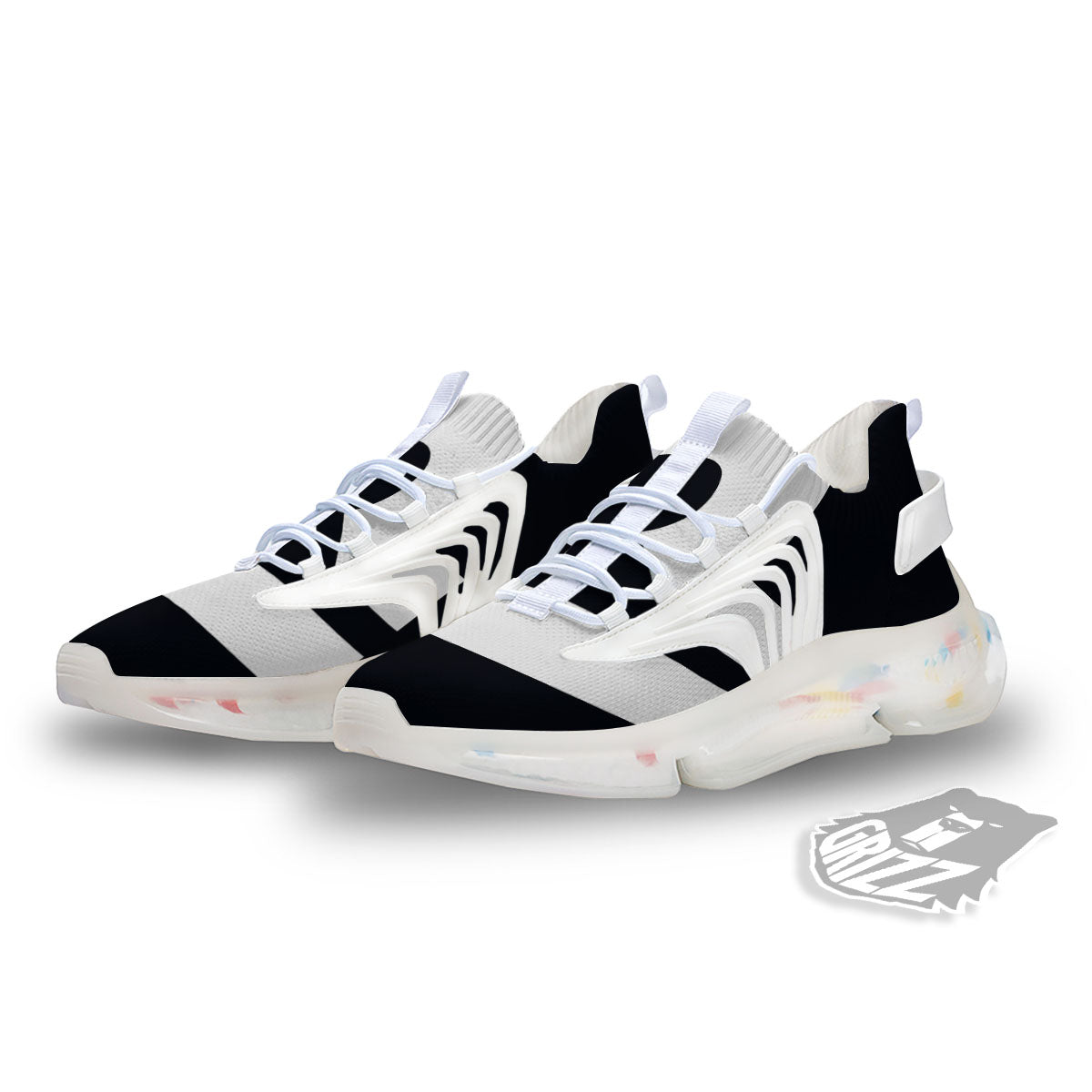 Libra Sign White And Black Print White Gym Shoes-grizzshop