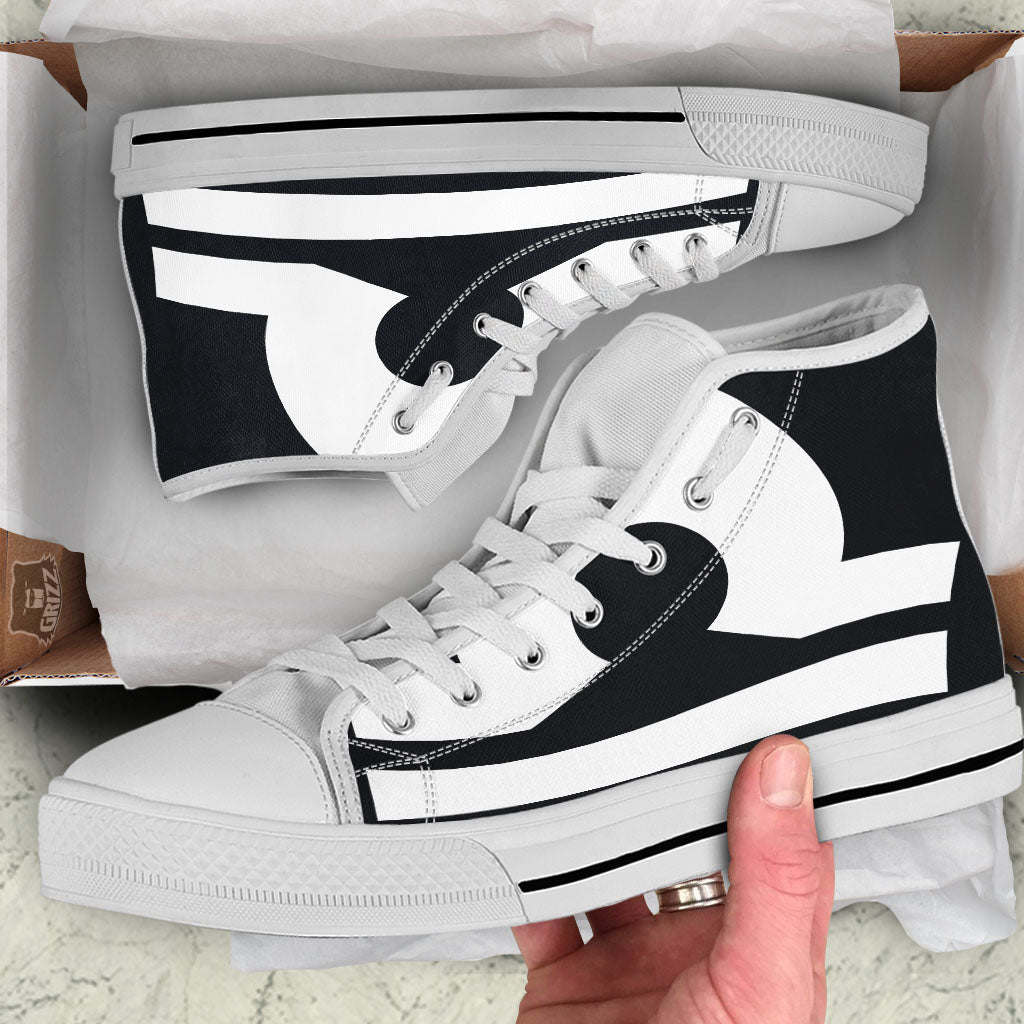 Libra Sign White And Black Print White High Top Shoes-grizzshop
