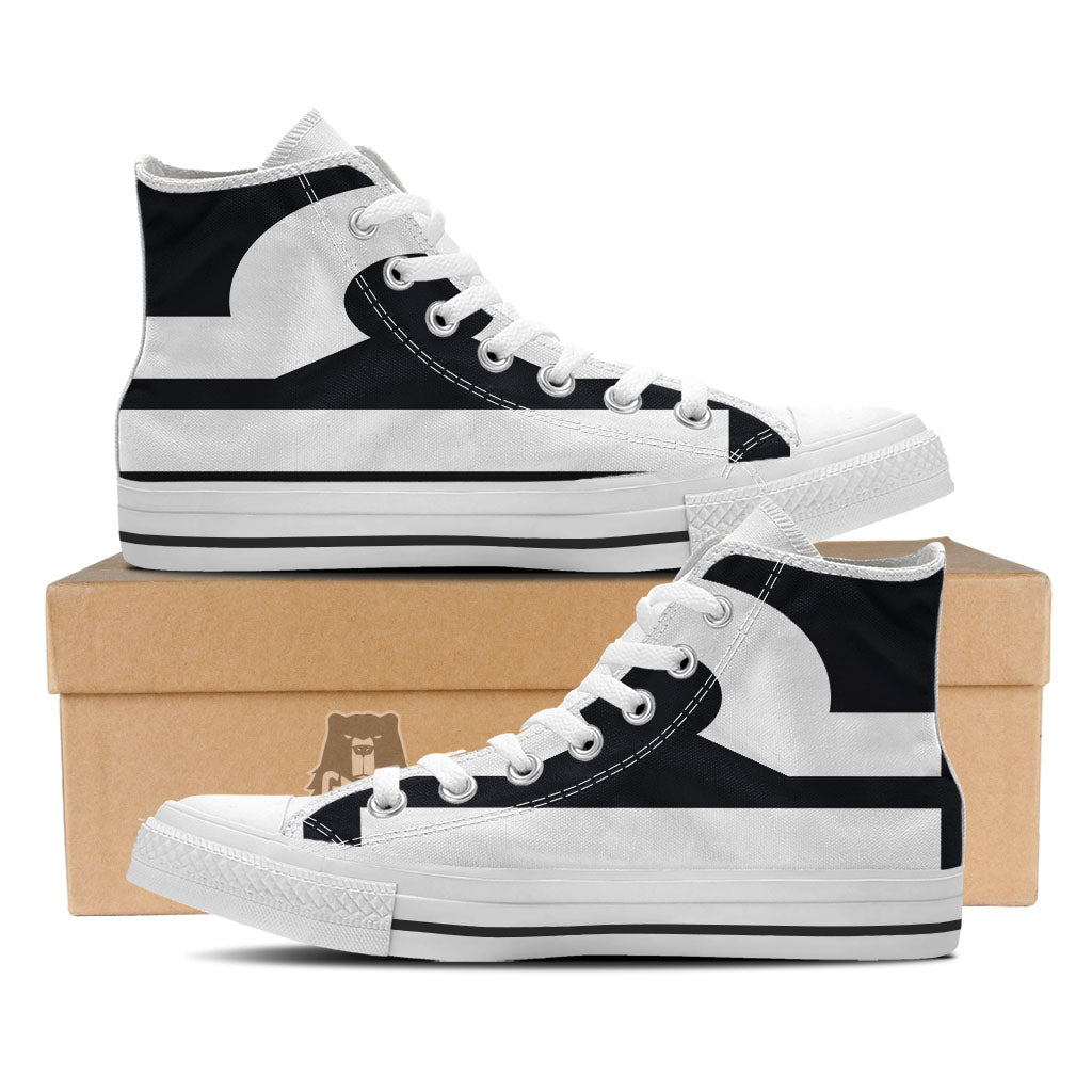 Libra Sign White And Black Print White High Top Shoes-grizzshop