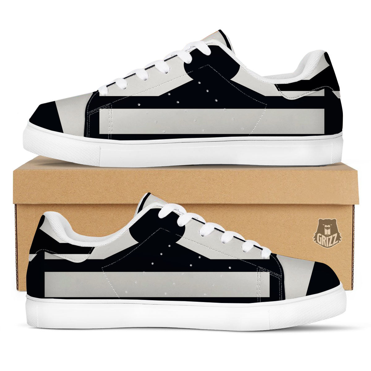 Libra Sign White And Black Print White Low Top Sneakers-grizzshop