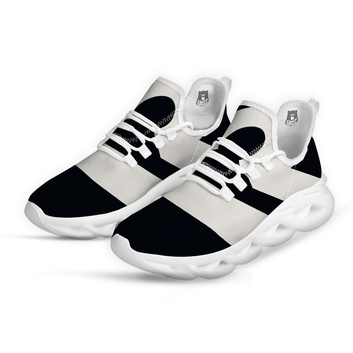 Libra Sign White And Black Print White Running Shoes-grizzshop