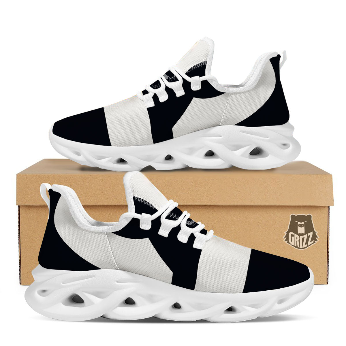 Libra Sign White And Black Print White Running Shoes-grizzshop
