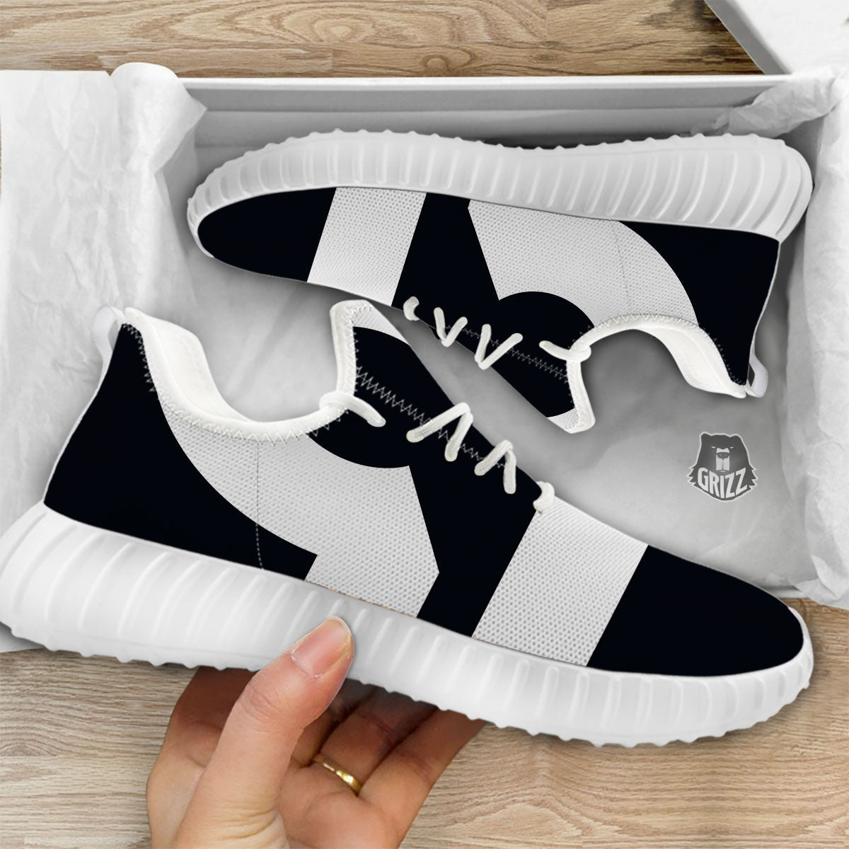 Libra Sign White And Black Print White Walking Shoes-grizzshop