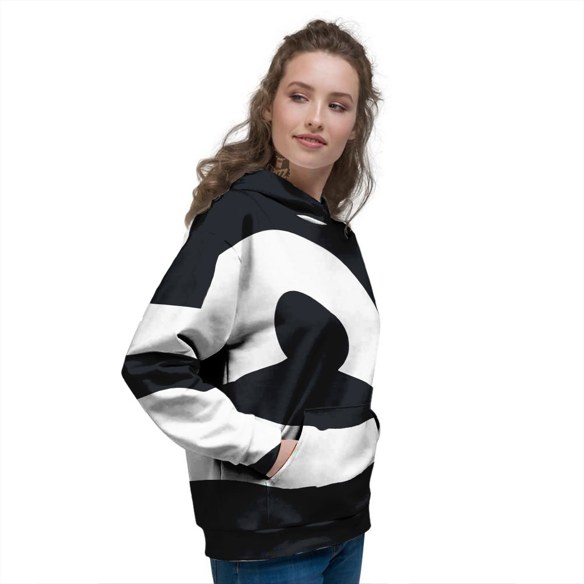 Libra Sign White And Black Print Women's Hoodie-grizzshop