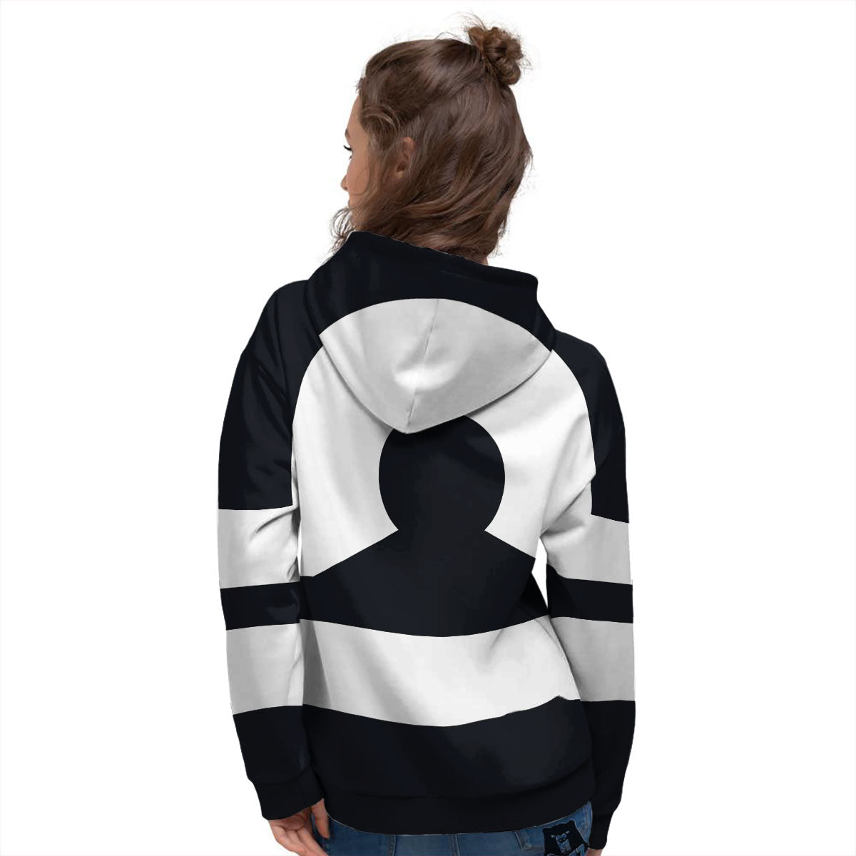 Libra Sign White And Black Print Women's Hoodie-grizzshop