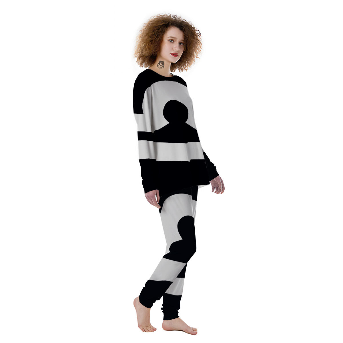 Libra Sign White And Black Print Women's Pajamas-grizzshop