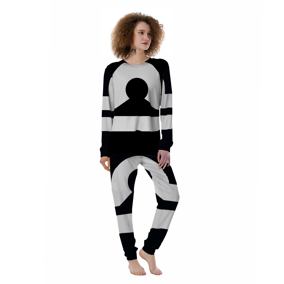 Libra Sign White And Black Print Women's Pajamas-grizzshop