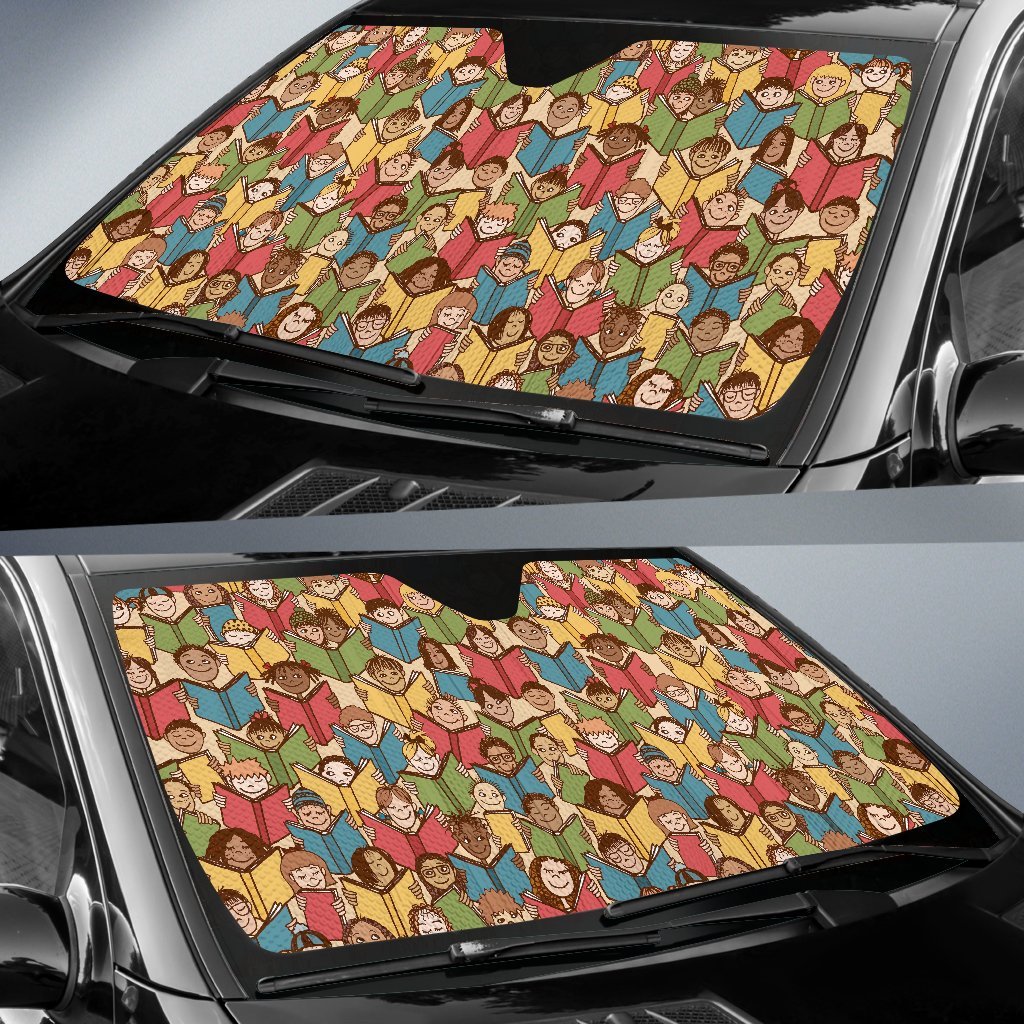 Librarian Library Book Lover Pattern Print Car Sun Shade-grizzshop