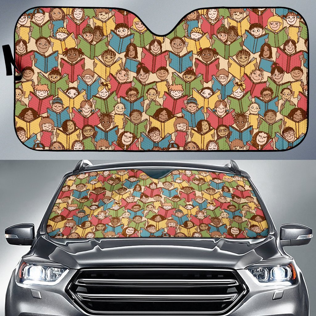 Librarian Library Book Lover Pattern Print Car Sun Shade-grizzshop