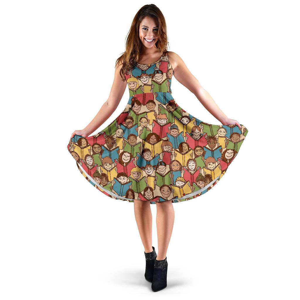 Librarian Library Book Lover Pattern Print Dress-grizzshop