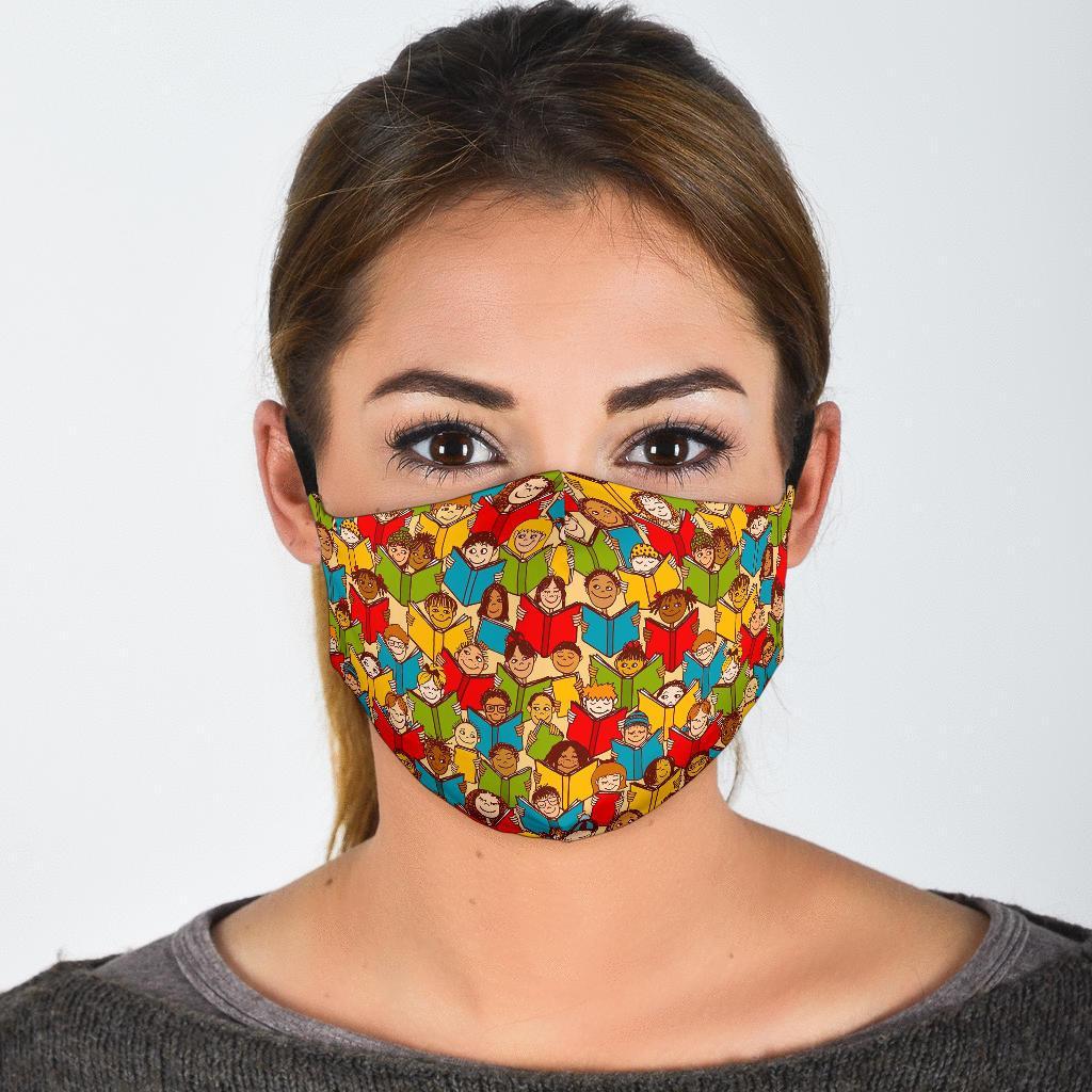 Librarian Library Book Lover Pattern Print Face Mask-grizzshop