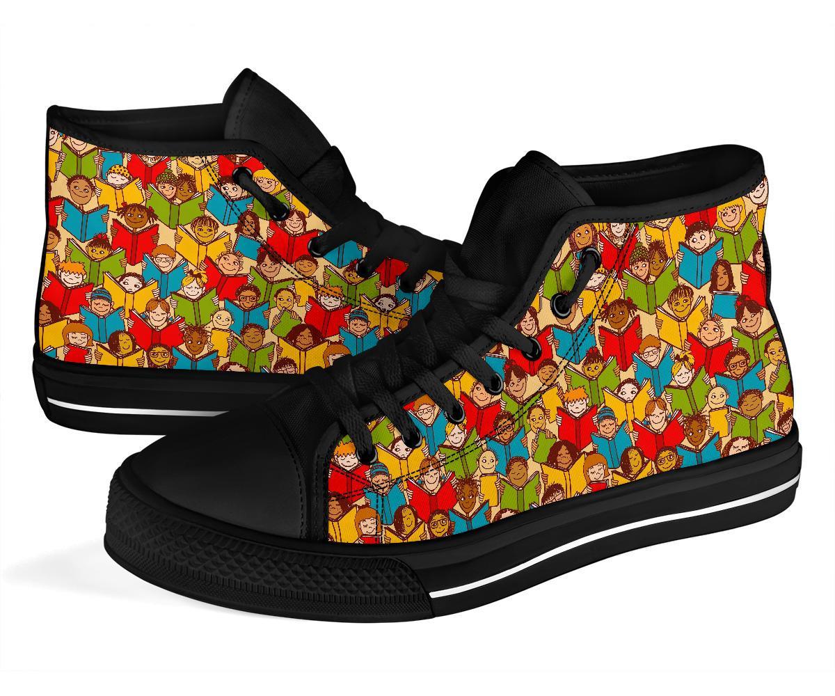 Librarian Library Book Lover Pattern Print Men Women's High Top Shoes-grizzshop