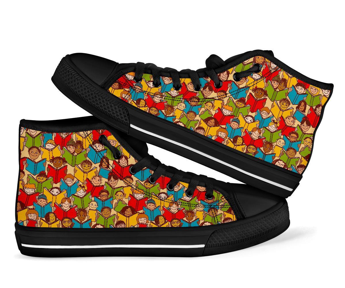 Librarian Library Book Lover Pattern Print Men Women's High Top Shoes-grizzshop