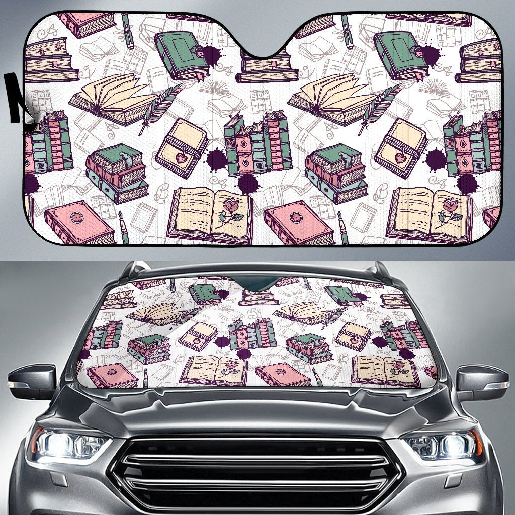 Library Librarian Book Lover Pattern Print Car Sun Shade-grizzshop