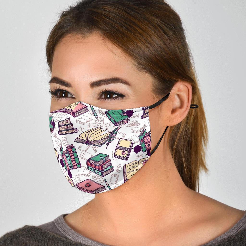 Library Librarian Book Lover Pattern Print Face Mask-grizzshop