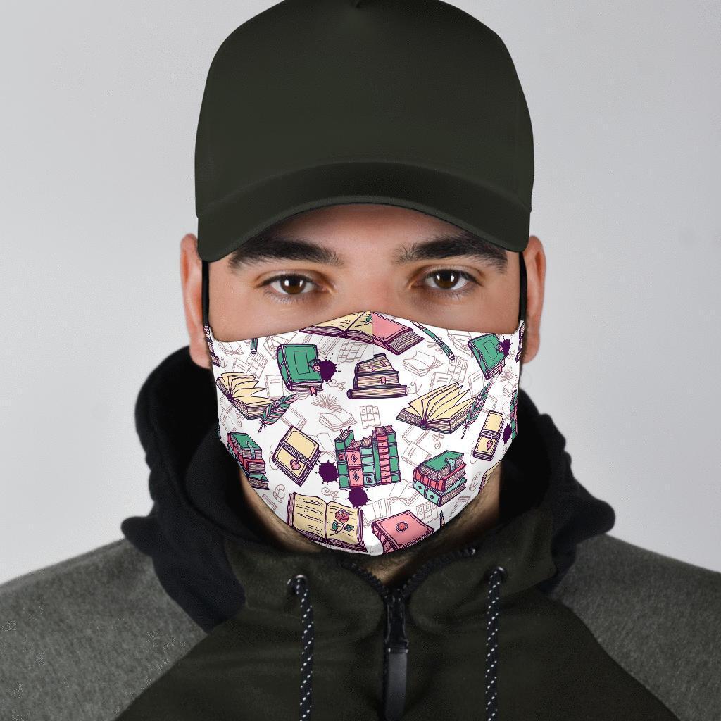 Library Librarian Book Lover Pattern Print Face Mask-grizzshop