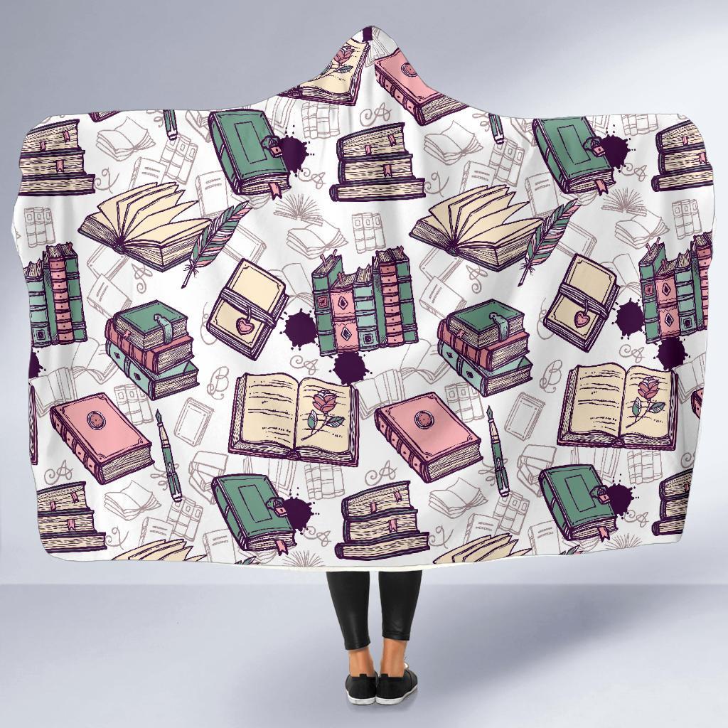 Library Librarian Book Lover Pattern Print Hooded Blanket-grizzshop