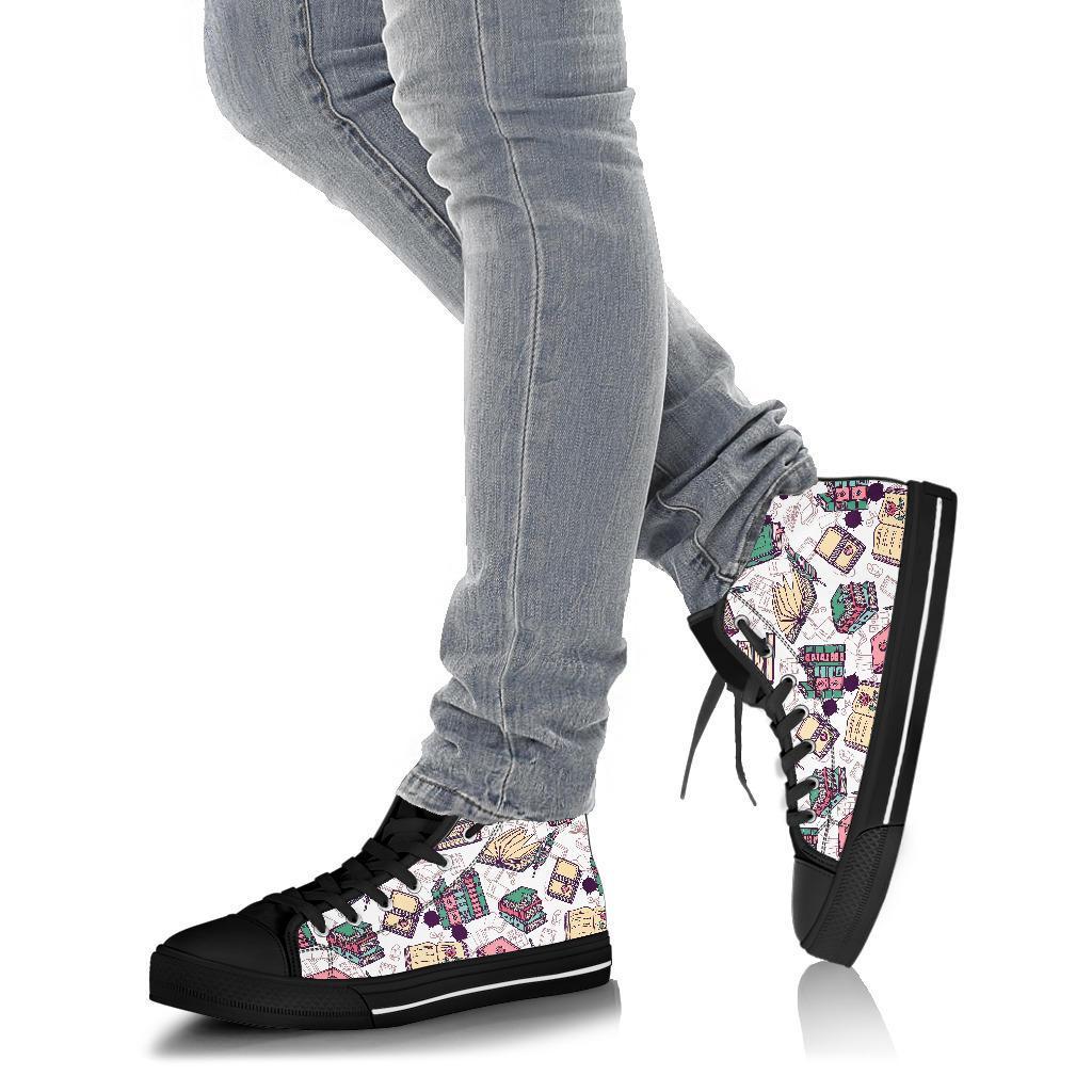 Library Librarian Book Lover Pattern Print Men Women's High Top Shoes-grizzshop