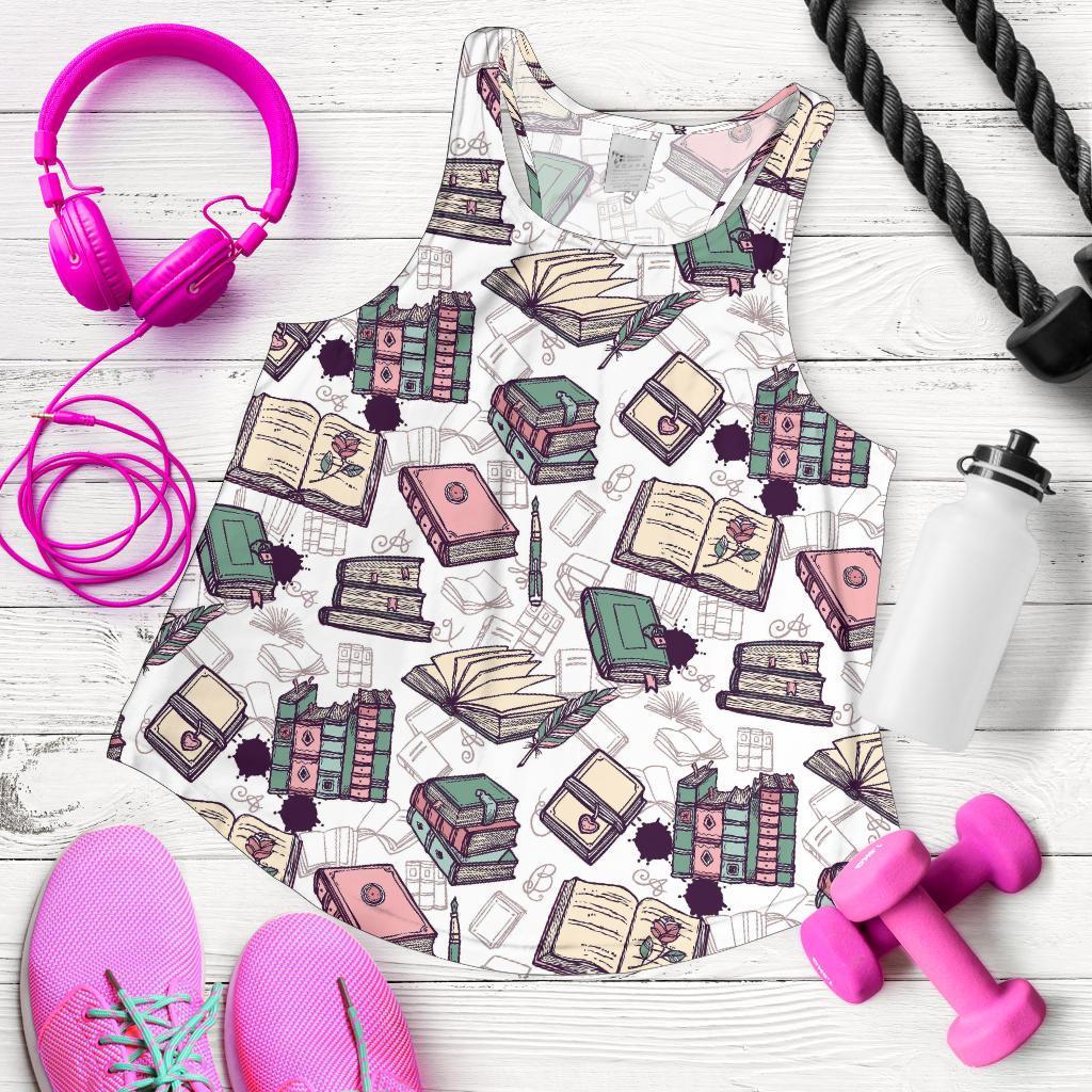 Library Librarian Book Lover Pattern Print Racerback Tank Tops-grizzshop