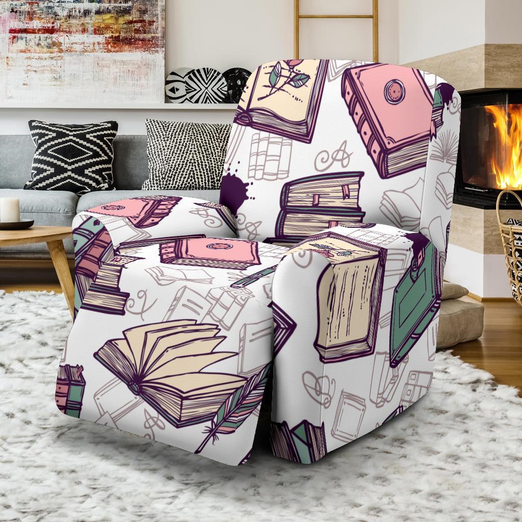 Library Librarian Book Lover Pattern Print Recliner Cover-grizzshop