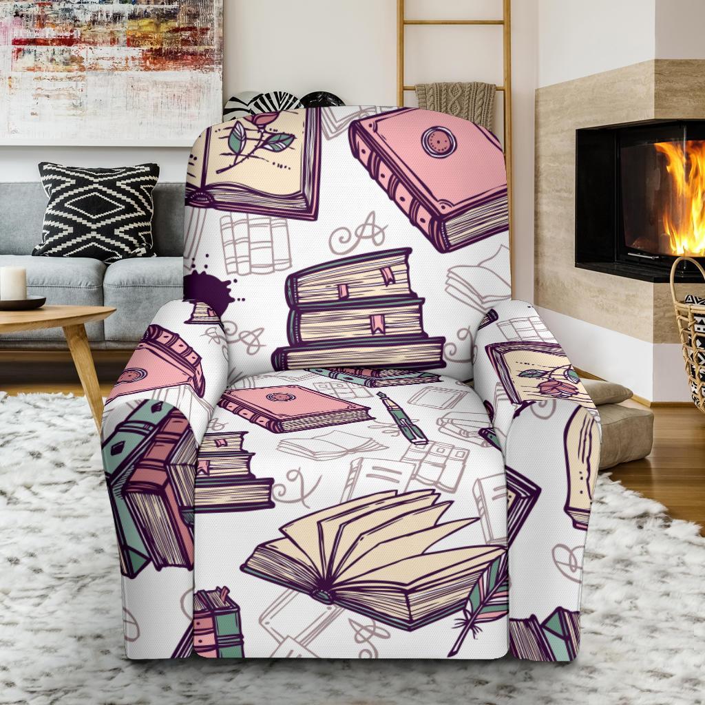 Library Librarian Book Lover Pattern Print Recliner Cover-grizzshop