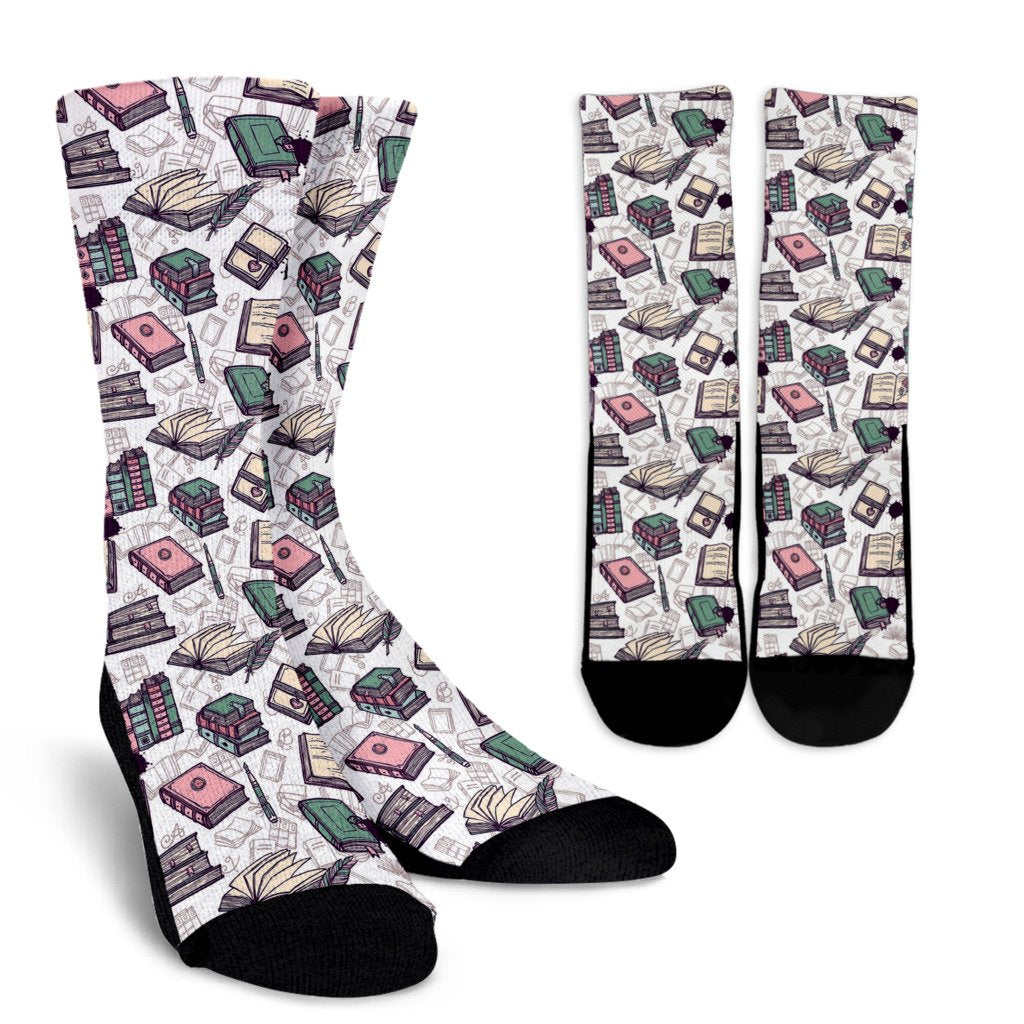 Library Librarian Book Lover Pattern Print Unisex Crew Socks-grizzshop